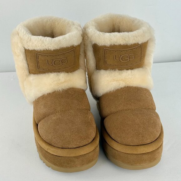 Size 7 -Women's UGG Classic Chillapeak Chestnut Leather Sheepskin suede Boots - Picture 4 of 8